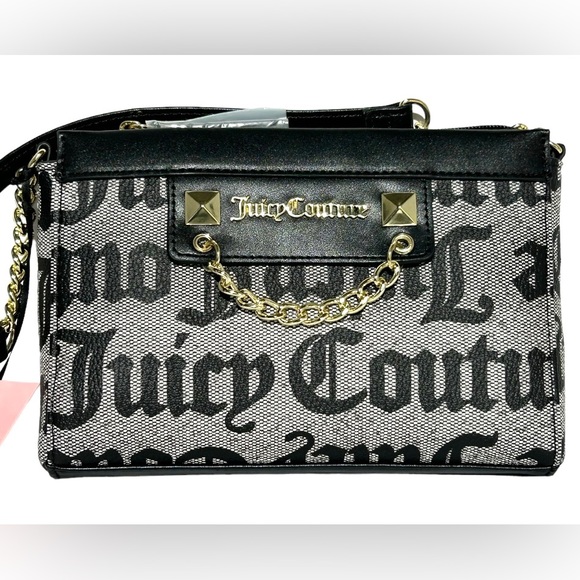 Juicy Couture Hang Around Black Beige Crossbody Handbag New!!! - Picture 3 of 5